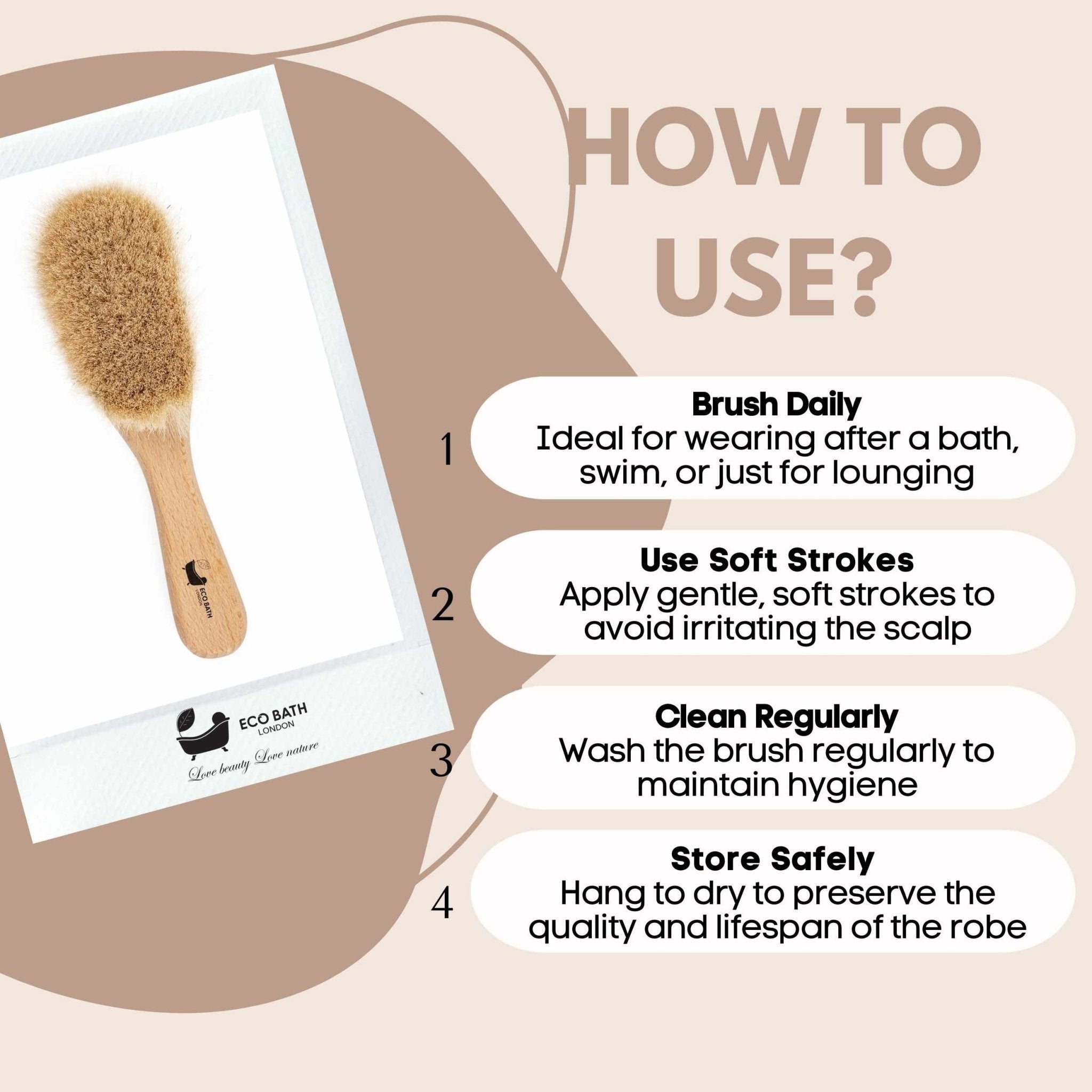 Eco Bath London Baby Brush with Goat Hair - Ultra Soft Baby Bath Brush for Newborns - REGN
