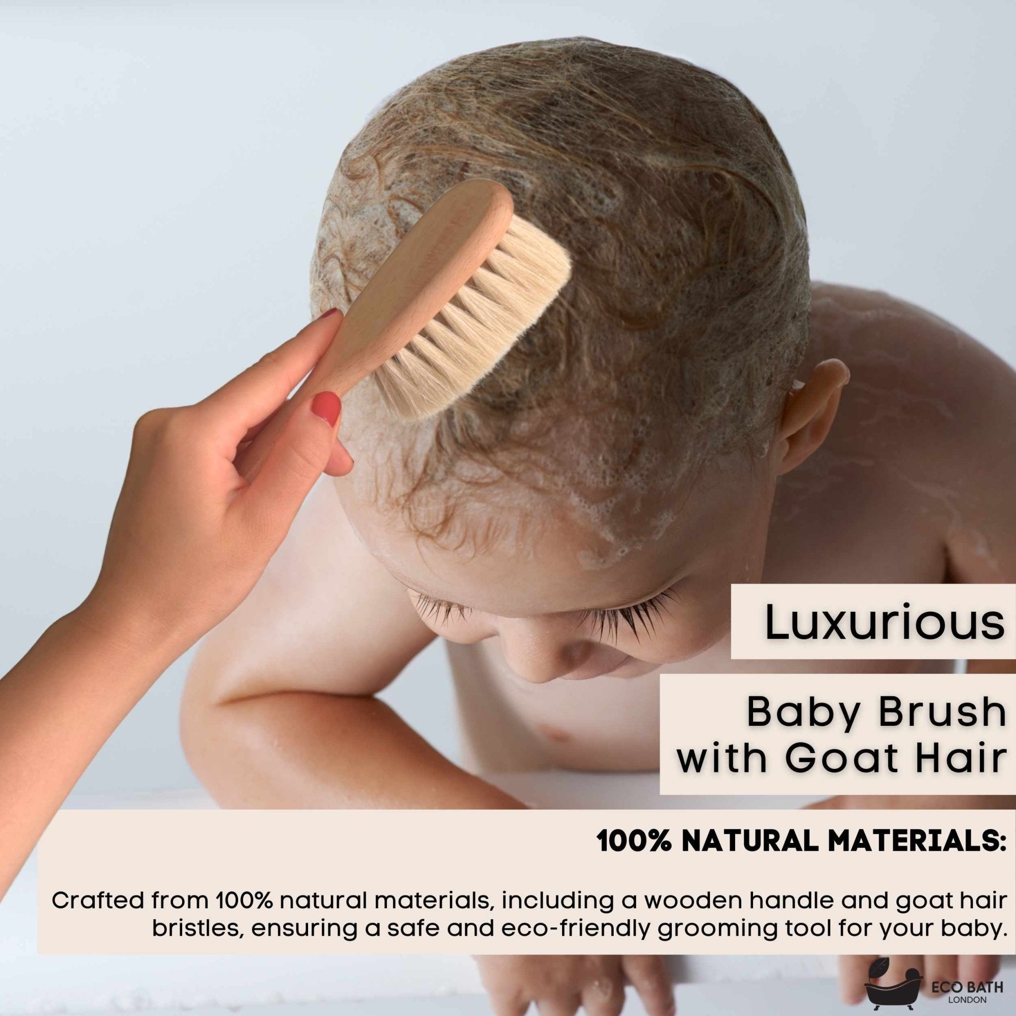 Eco Bath London Baby Brush with Goat Hair - Ultra Soft Baby Bath Brush for Newborns - REGN