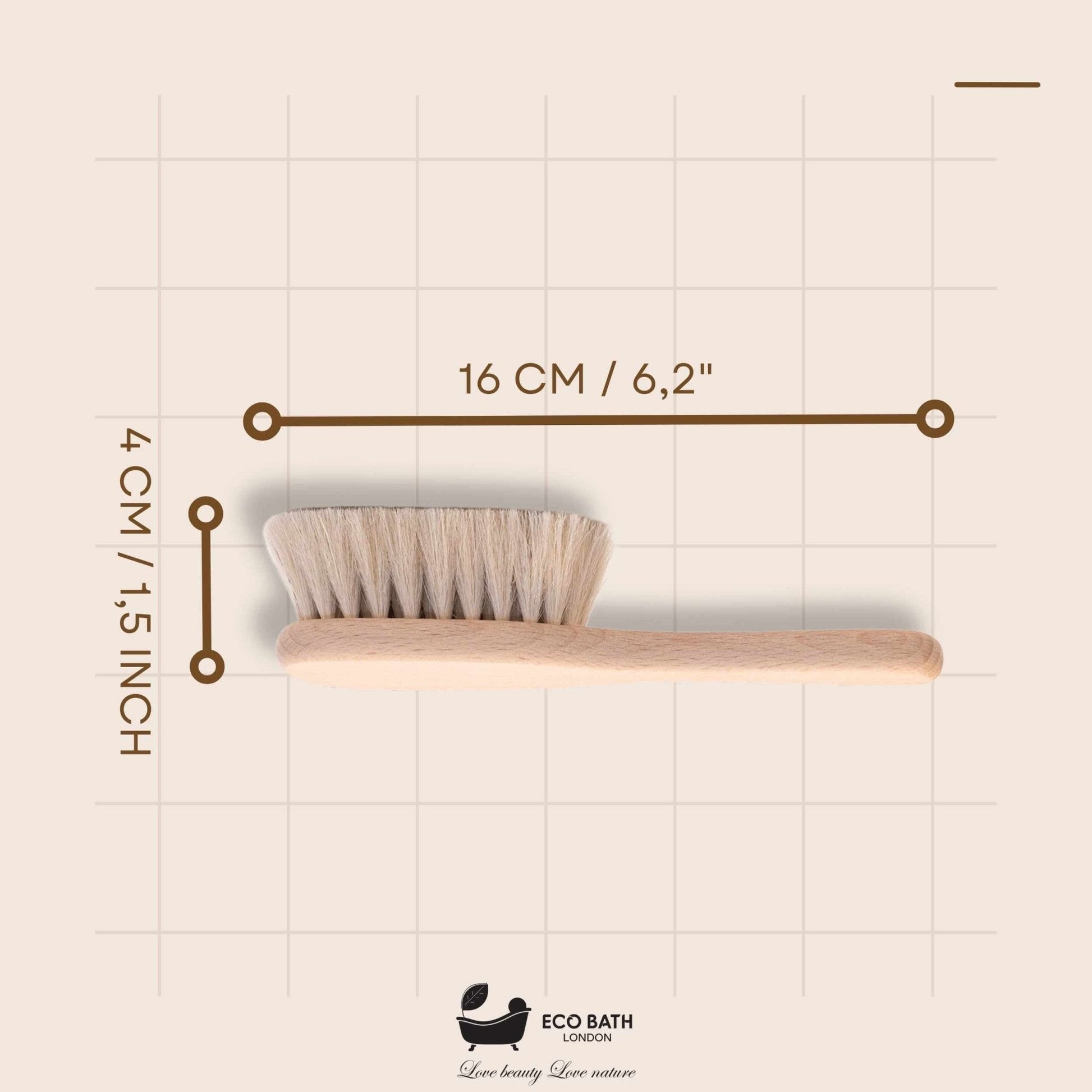 Eco Bath London Baby Brush with Goat Hair - Ultra Soft Baby Bath Brush for Newborns - REGN