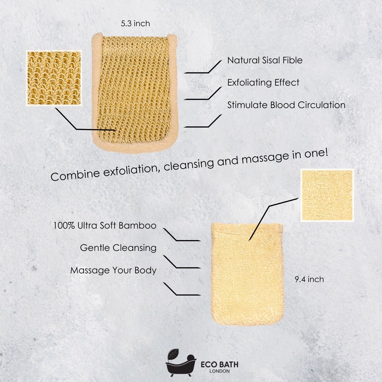 Eco Bath London Bamboo and Cotton Massage Mitt - REGN
