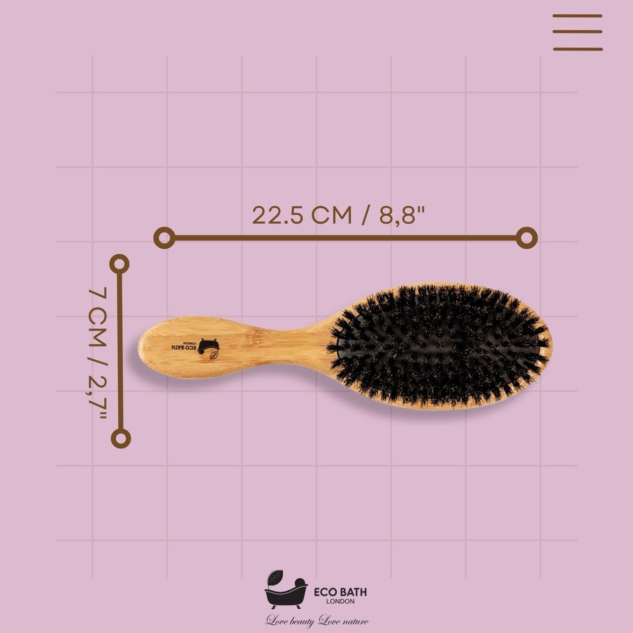 Eco Bath London Bamboo Hair Brush with Boar Bristles - Eco-Friendly Detangling Hairbrush for All Hair Types - REGN