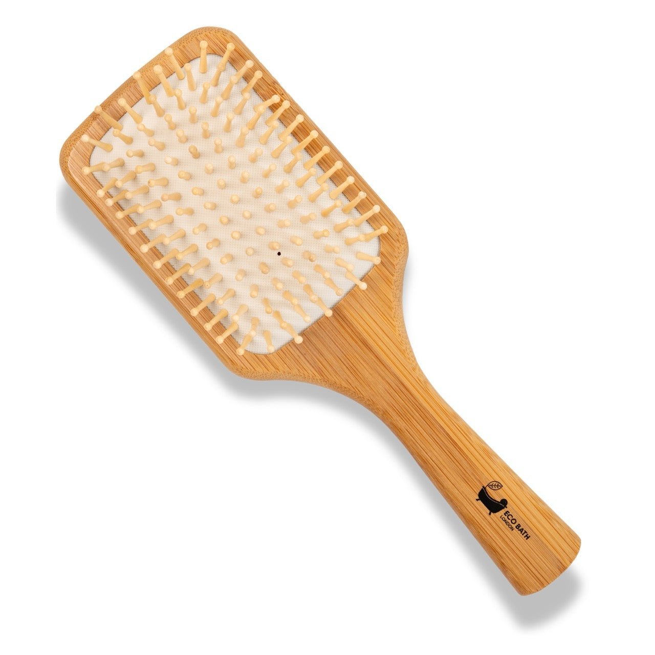 Eco Bath London Bamboo Hairbrush with Wooden Pins - Eco-Friendly Paddle Detangler for Long, Thick, and Curly Hair - REGN