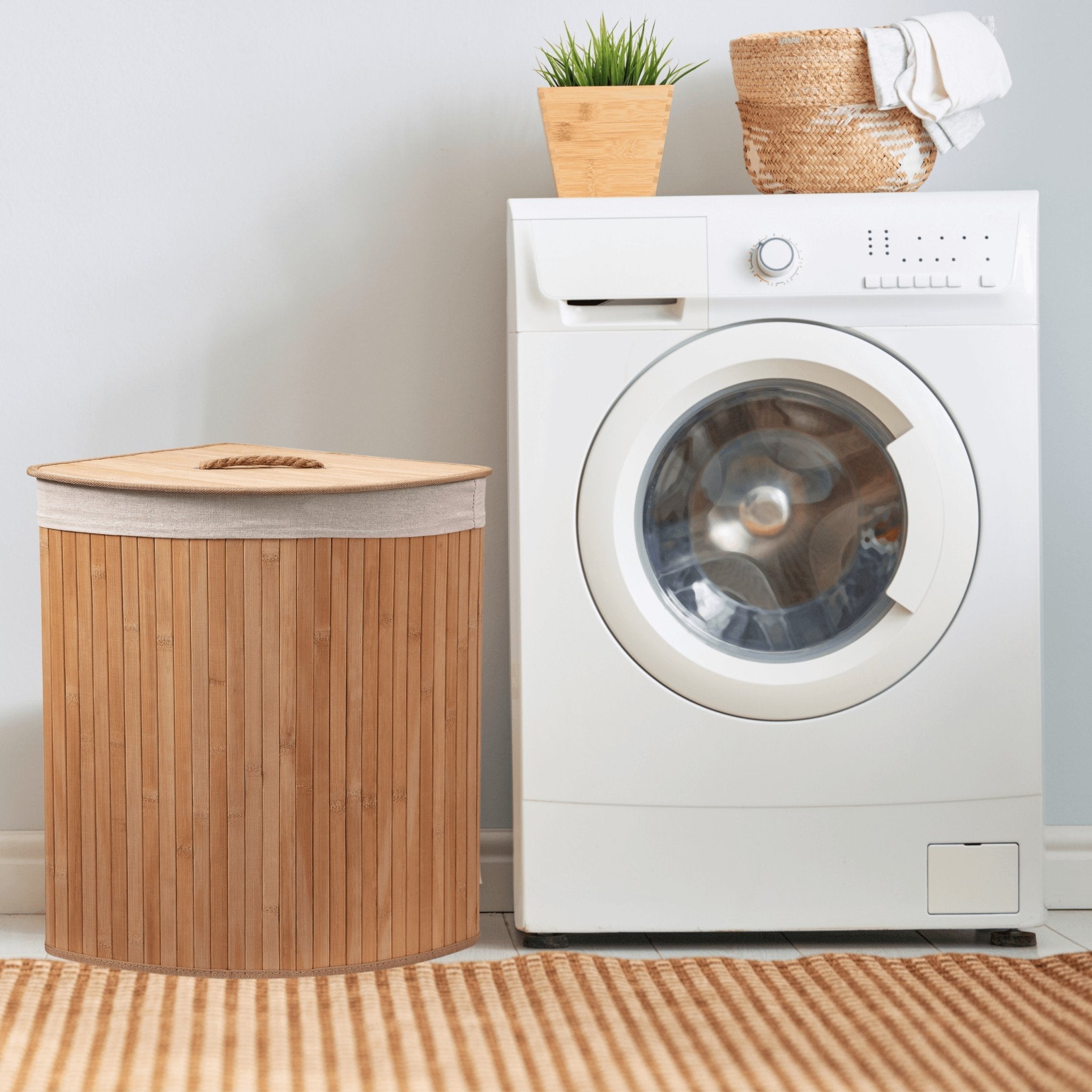 Eco Bath London Bamboo Laundry Basket with Lid and Removable Lining - REGN