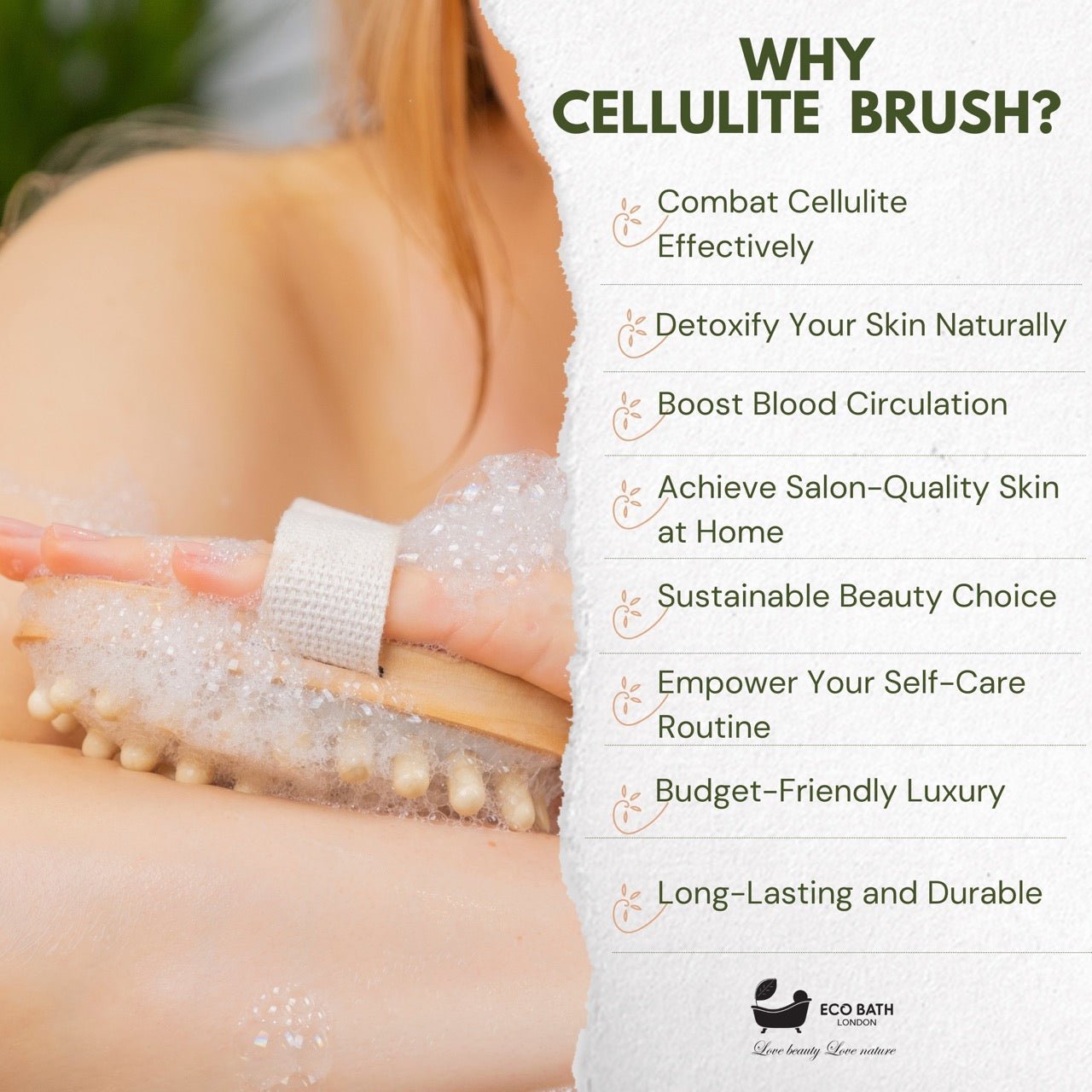 Eco Bath London Cellulite Hand Brush - Effective Cellulite Remover and Massager for Smooth, Toned Skin - REGN