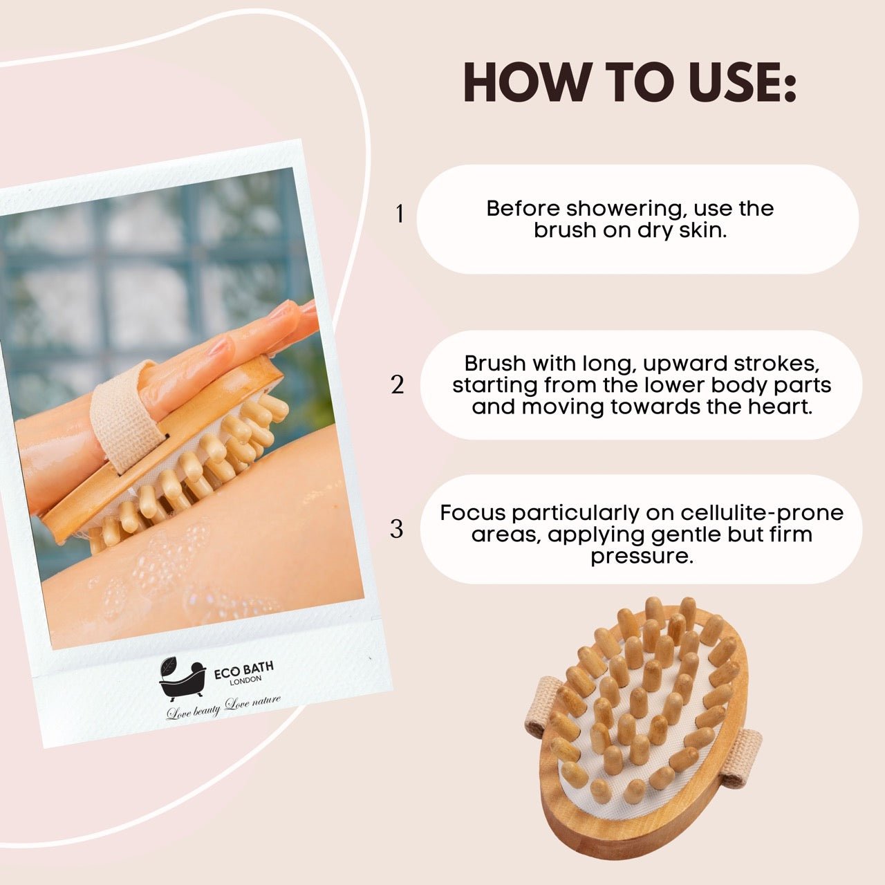 Eco Bath London Cellulite Hand Brush - Effective Cellulite Remover and Massager for Smooth, Toned Skin - REGN