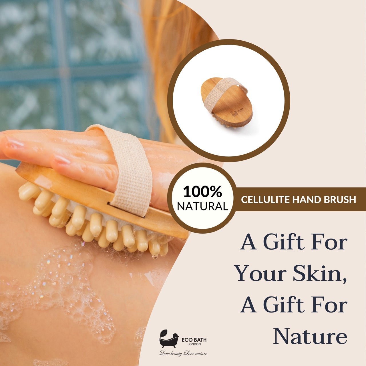 Eco Bath London Cellulite Hand Brush - Effective Cellulite Remover and Massager for Smooth, Toned Skin - REGN