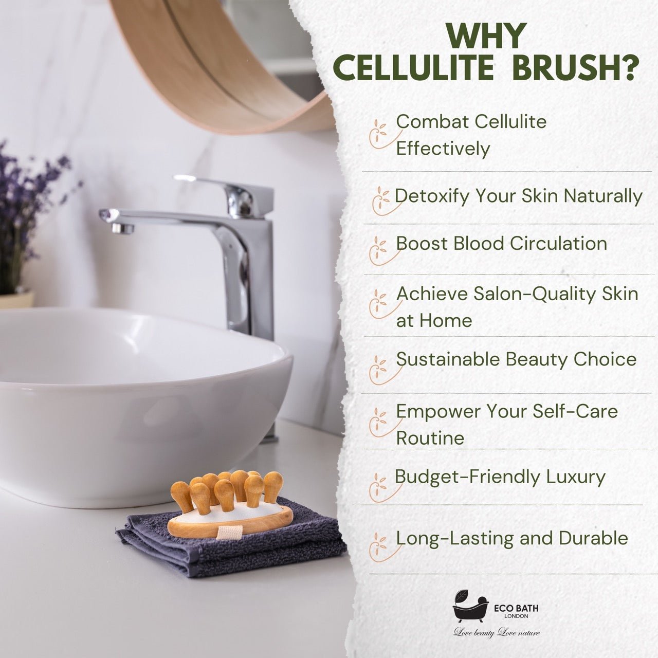 Eco Bath London Cellulite Hand Brush Grand - Cellulite Treatment Brush - REGN