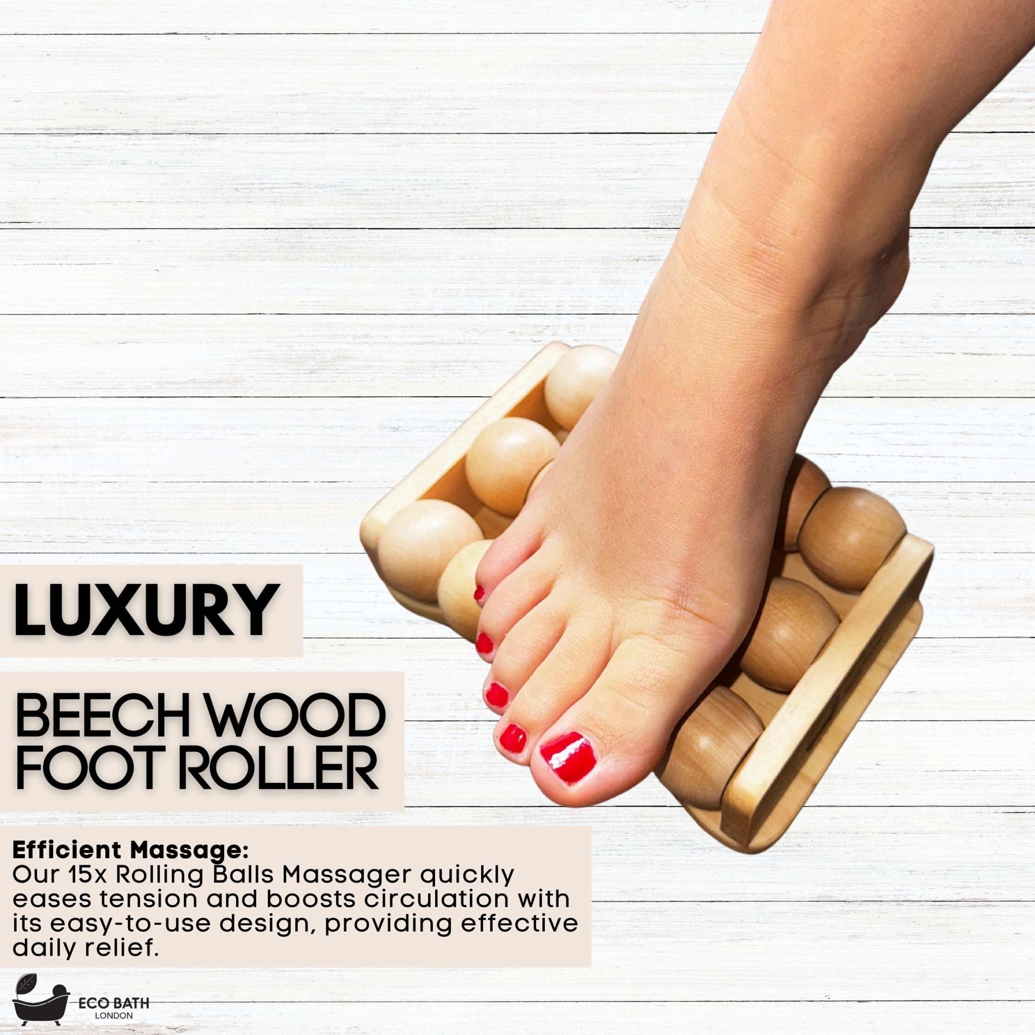 Eco Bath London Foot Roller - Wooden Foot Roller Massager for Pain Relief and Improved Circulation - REGN