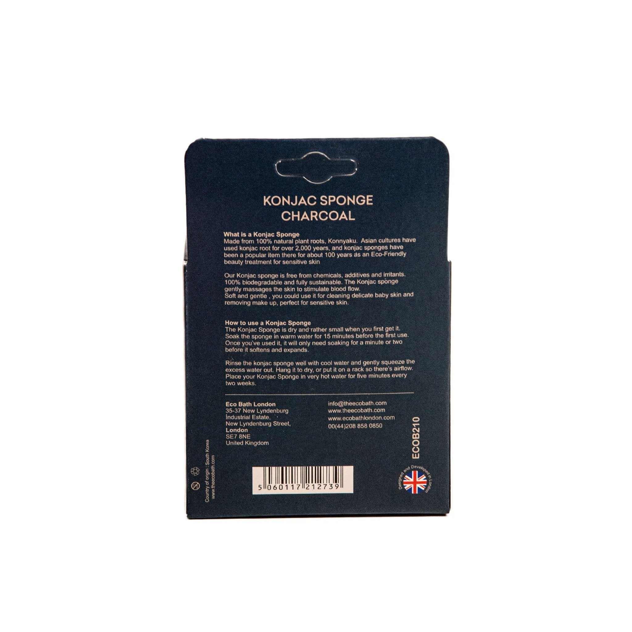 Eco Bath London Konjac Sponge Charcoal - Natural Exfoliating Sponge for Facial Deep Cleansing - REGN