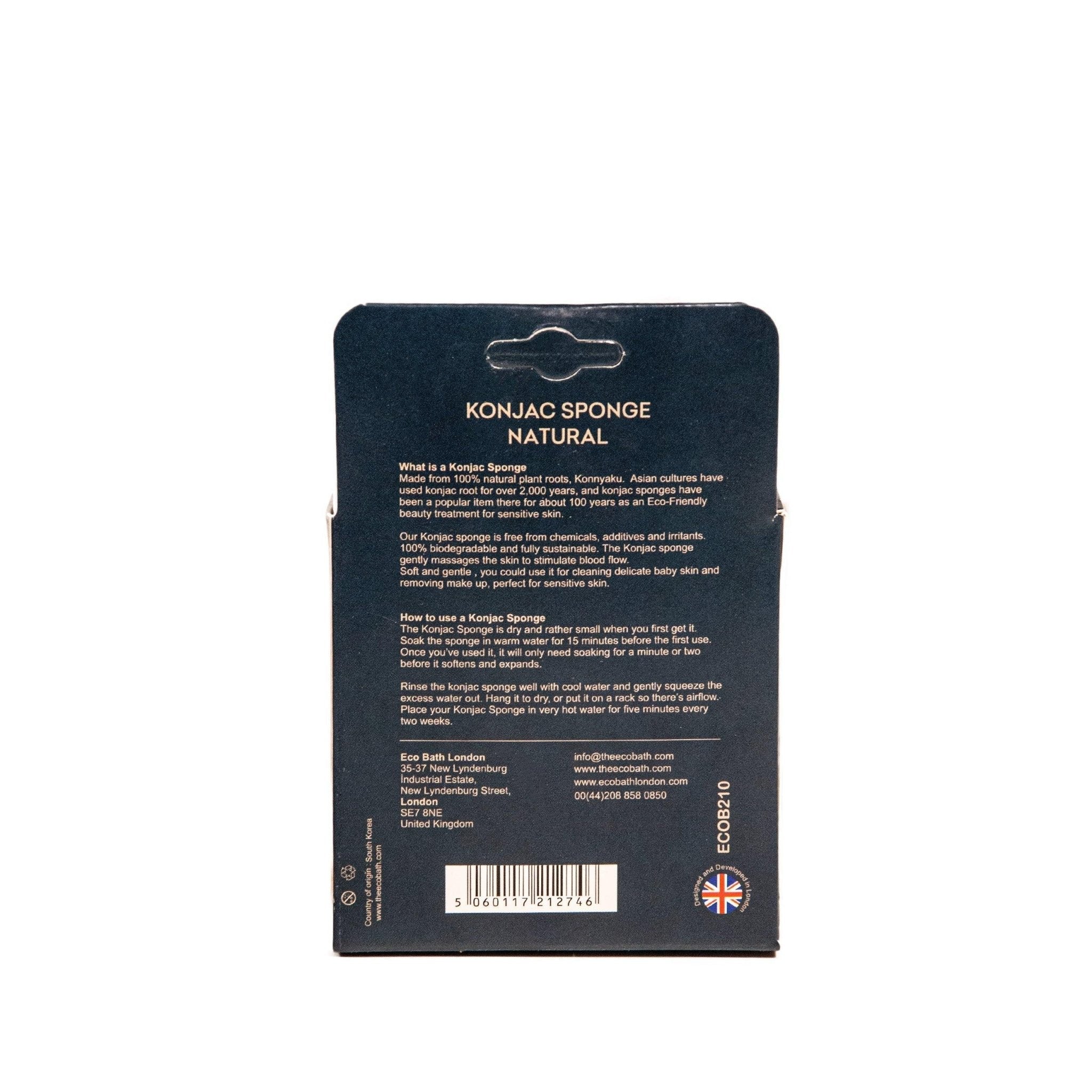 Eco Bath London Konjac Sponge Charcoal - Natural Exfoliating Sponge for Facial Deep Cleansing - REGN