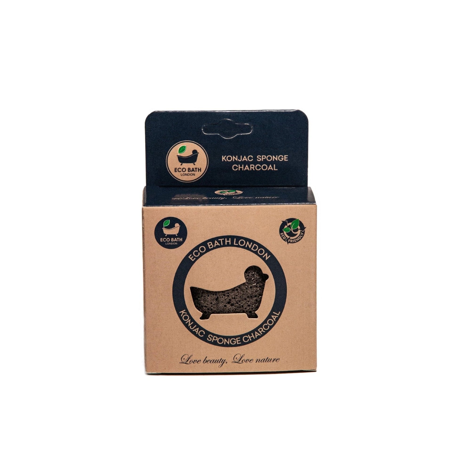 Eco Bath London Konjac Sponge Charcoal - Natural Exfoliating Sponge for Facial Deep Cleansing - REGN