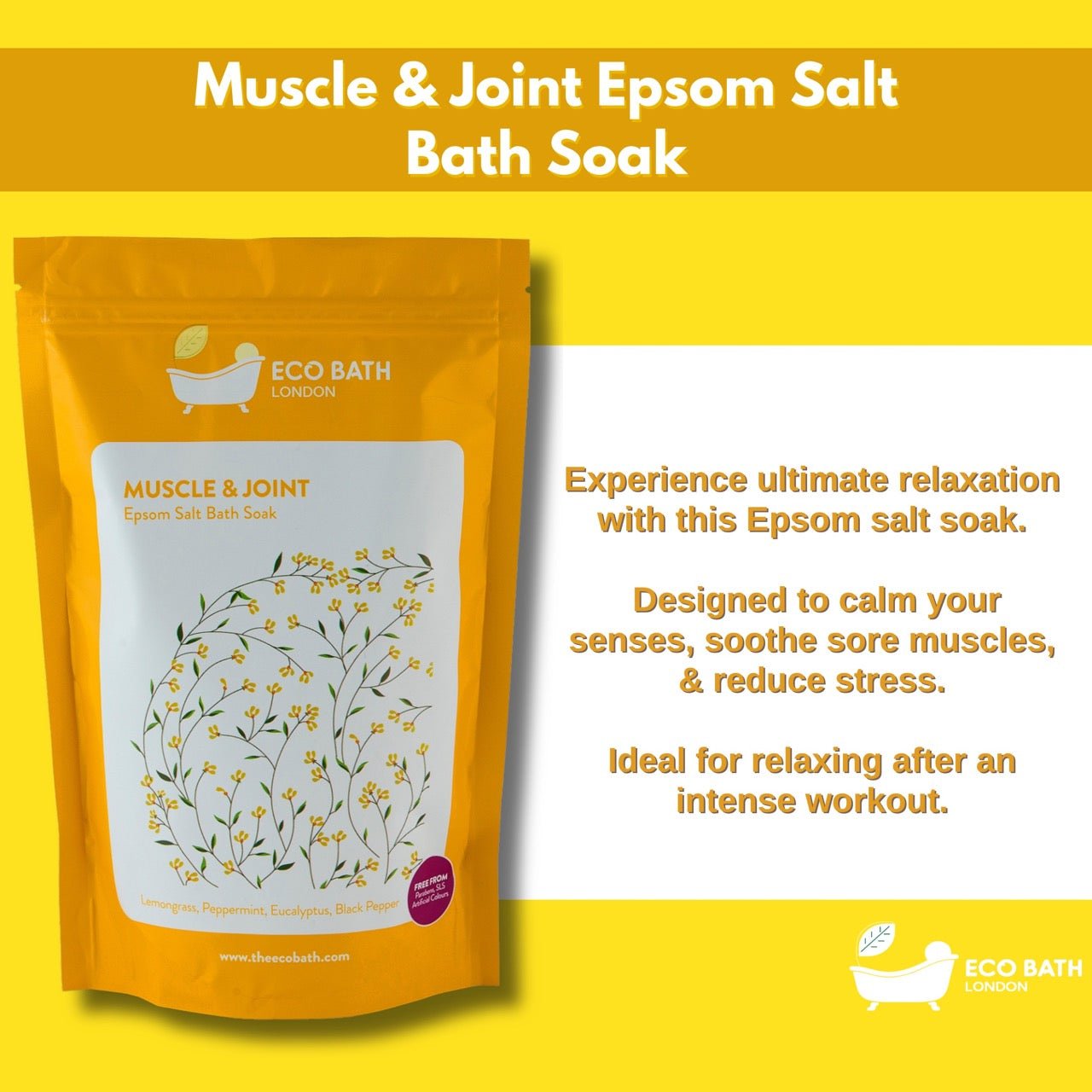 Eco Bath London Muscle and Joint Epsom Salt Bath Soak - Pouch | 500g & 1000g - REGN