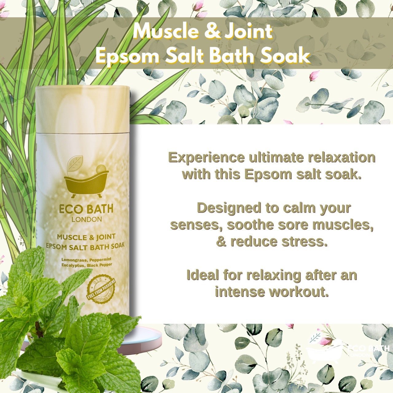 Eco Bath London Muscle and Joint Epsom Salt Bath Soak - Tube - REGN