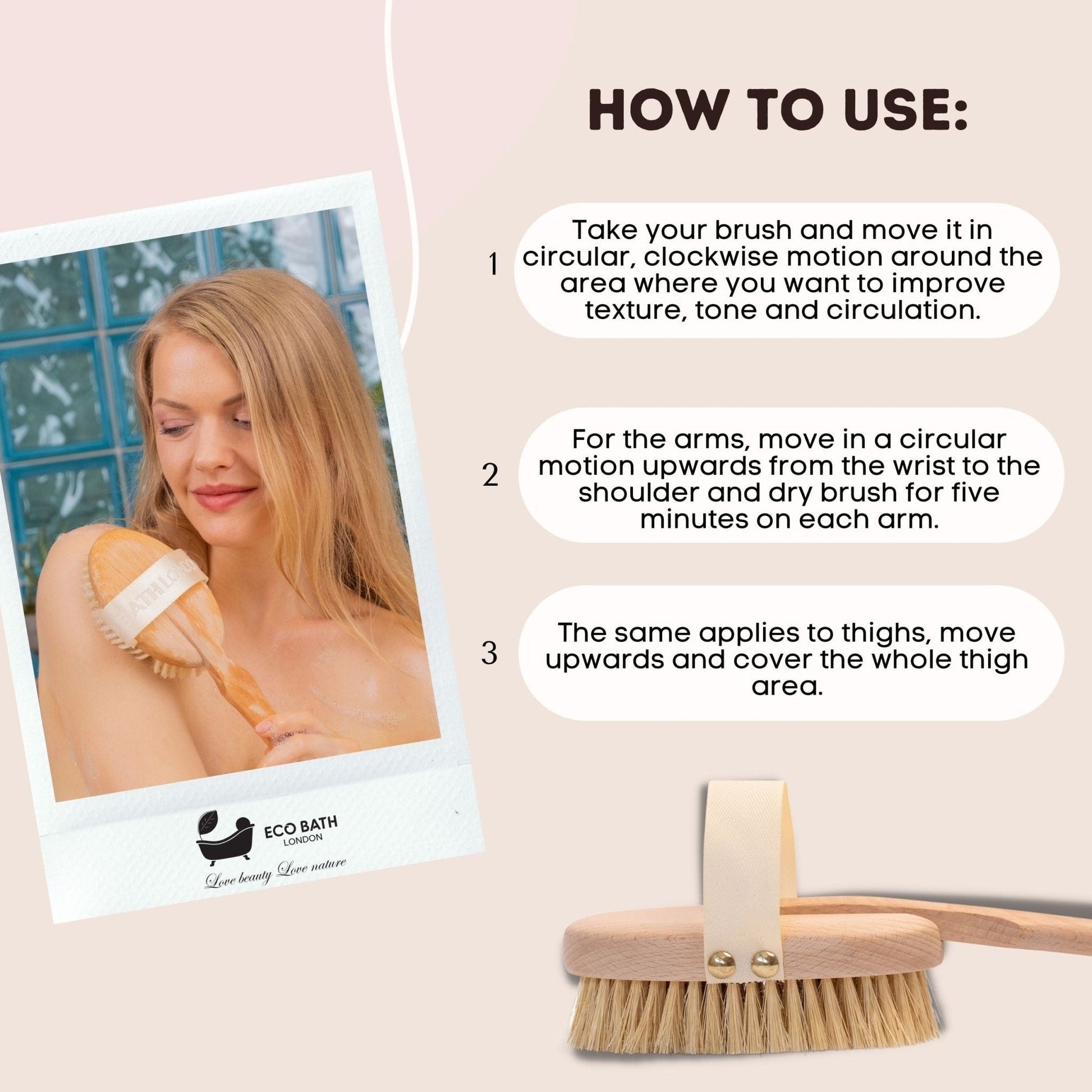 Eco Bath London Natural Hard Sisal Body Brush with Detachable Handle - REGN
