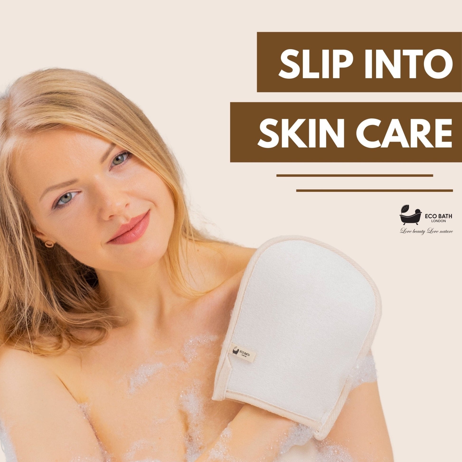 Eco Bath London Natural Loofah Bath Mitt - Premium Exfoliating Bath Glove for Smooth and Radiant Skin - REGN