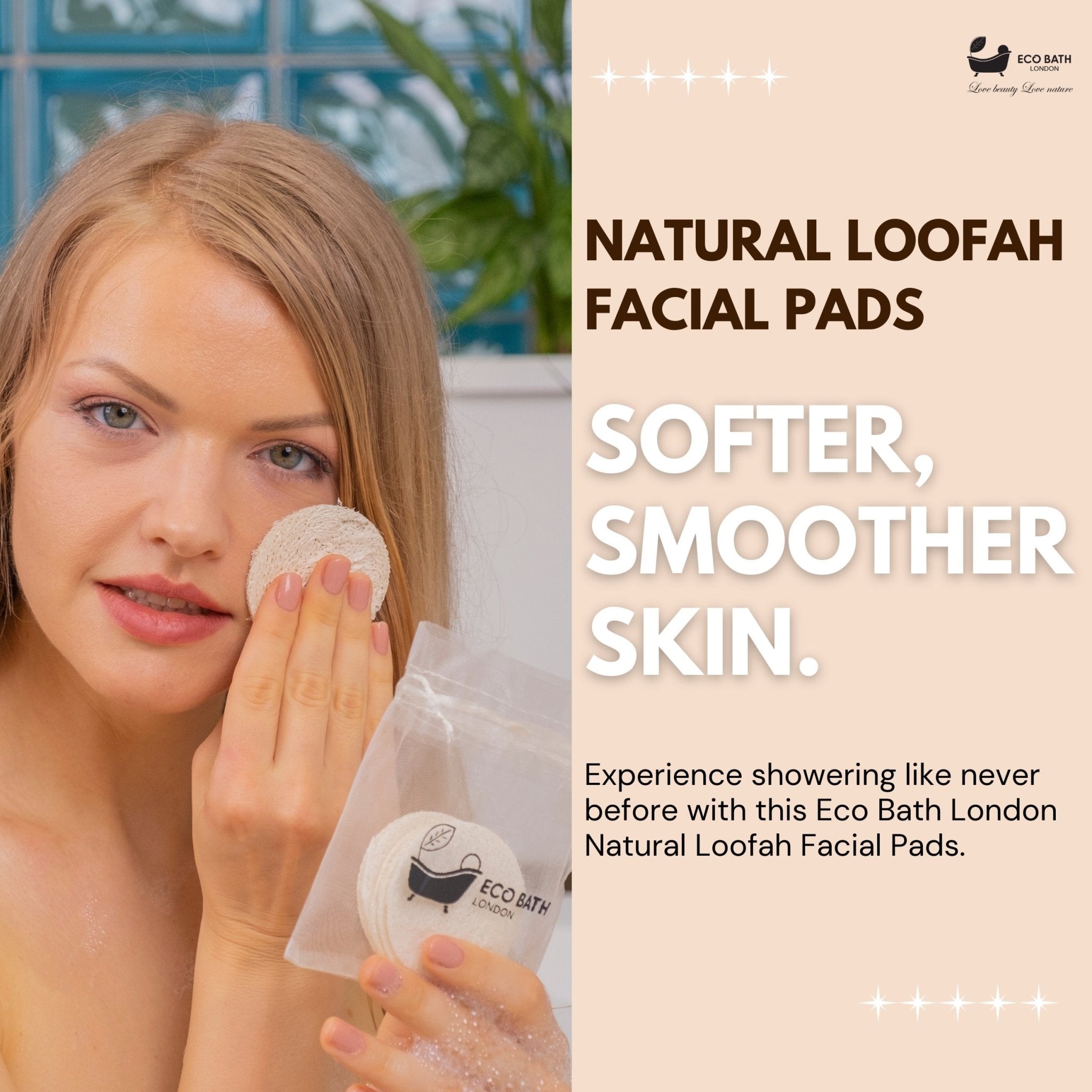 Eco Bath London Natural Loofah Face Exfoliating Scrubber Pads - 6 Count (1 Pack) - REGN