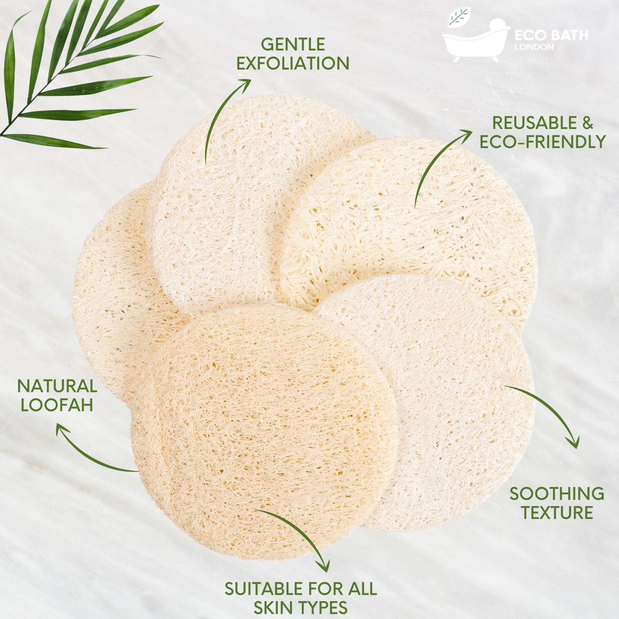 Eco Bath London Natural Loofah Face Exfoliating Scrubber Pads - 6 Count (1 Pack) - REGN