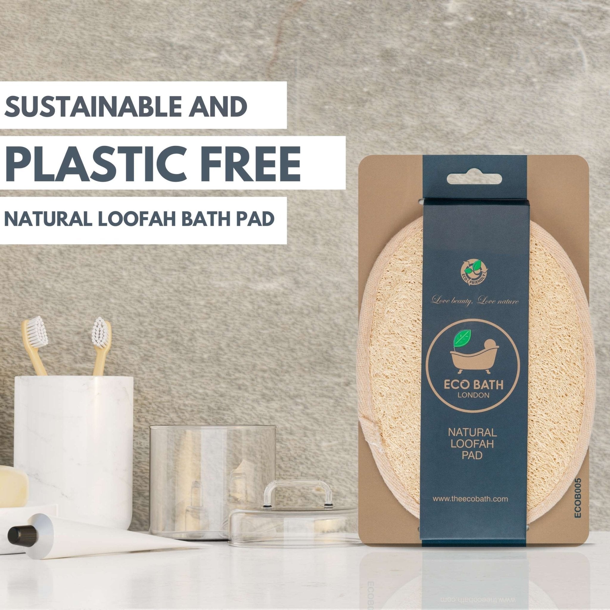 Eco Bath London Natural Loofah Pad - Exfoliating Loofah Bath Sponge for Women and Men - REGN