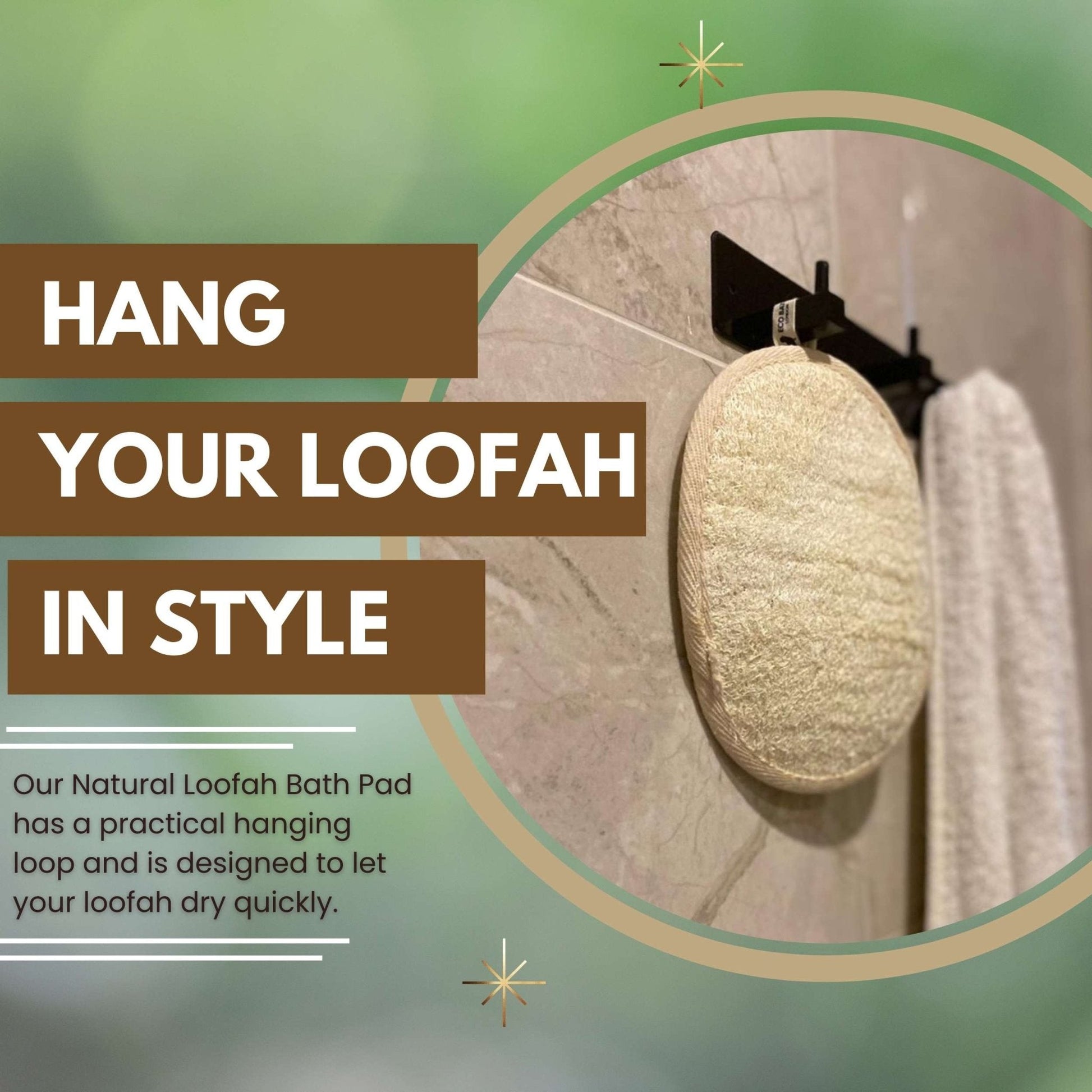 Eco Bath London Natural Loofah Pad - Exfoliating Loofah Bath Sponge for Women and Men - REGN
