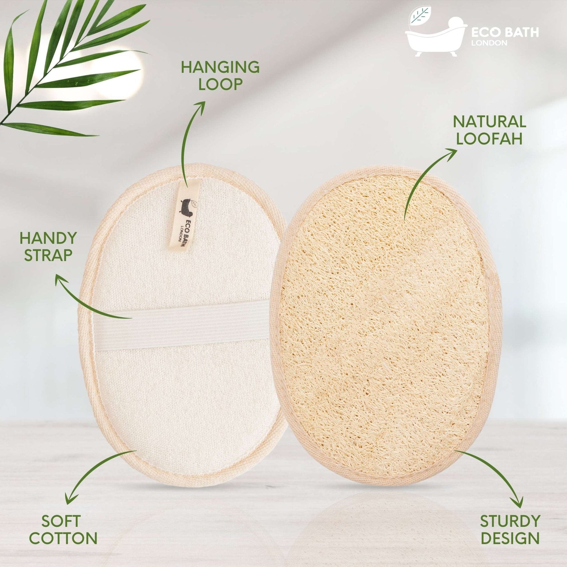 Eco Bath London Natural Loofah Pad - Exfoliating Loofah Bath Sponge for Women and Men - REGN