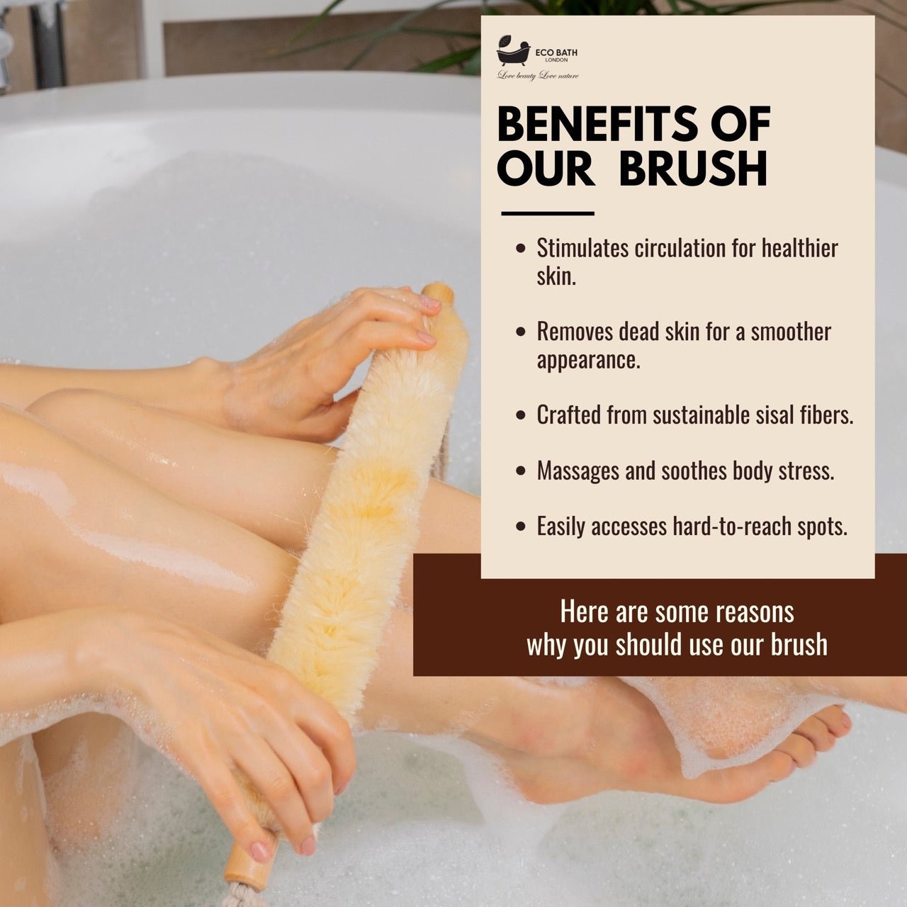 Eco Bath London Natural Sisal Body Strap - Premium Exfoliating Back Scrubber - REGN