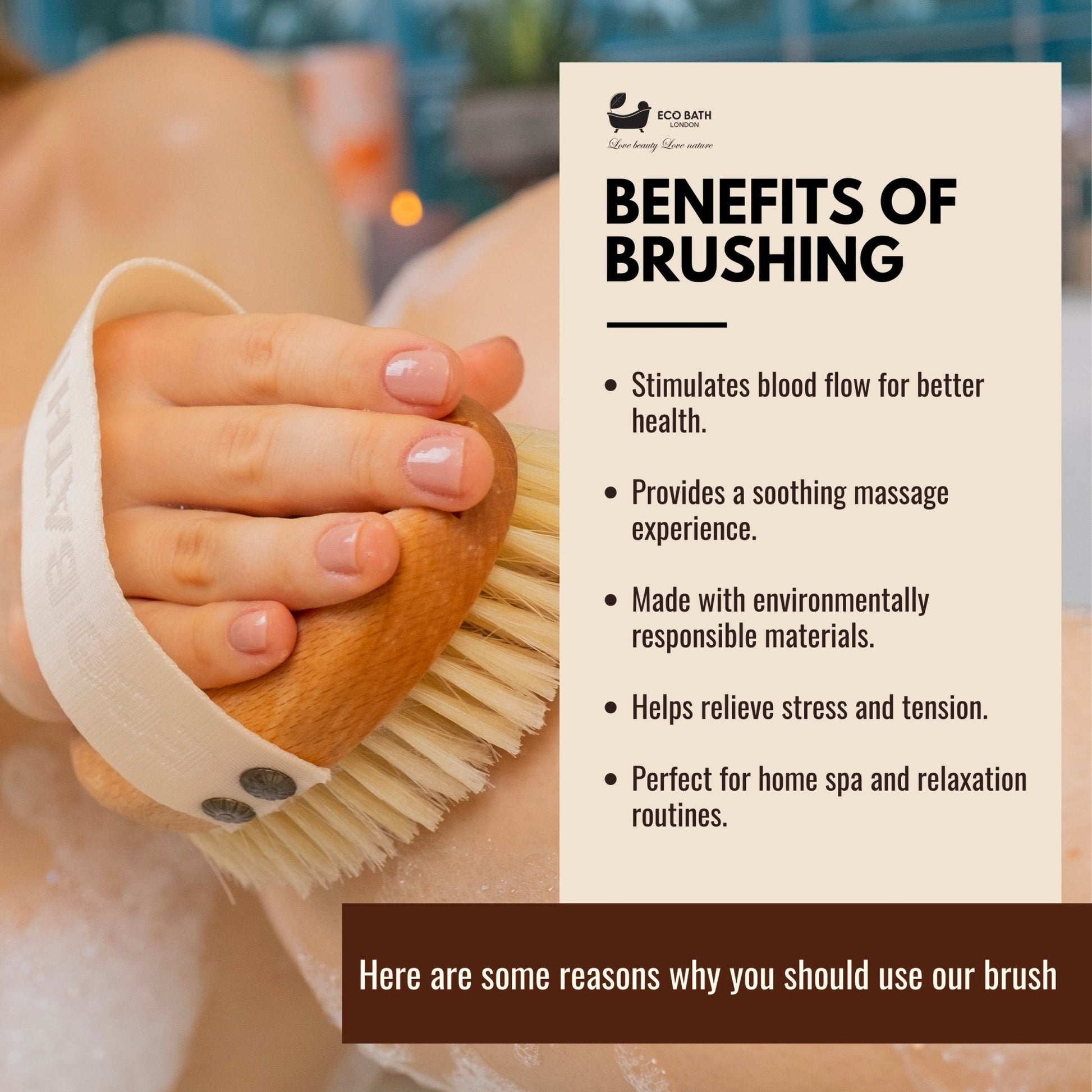 Eco Bath London Natural Sisal Massage Hand Brush - Dry Brushing Hand Brush for Exfoliation - REGN
