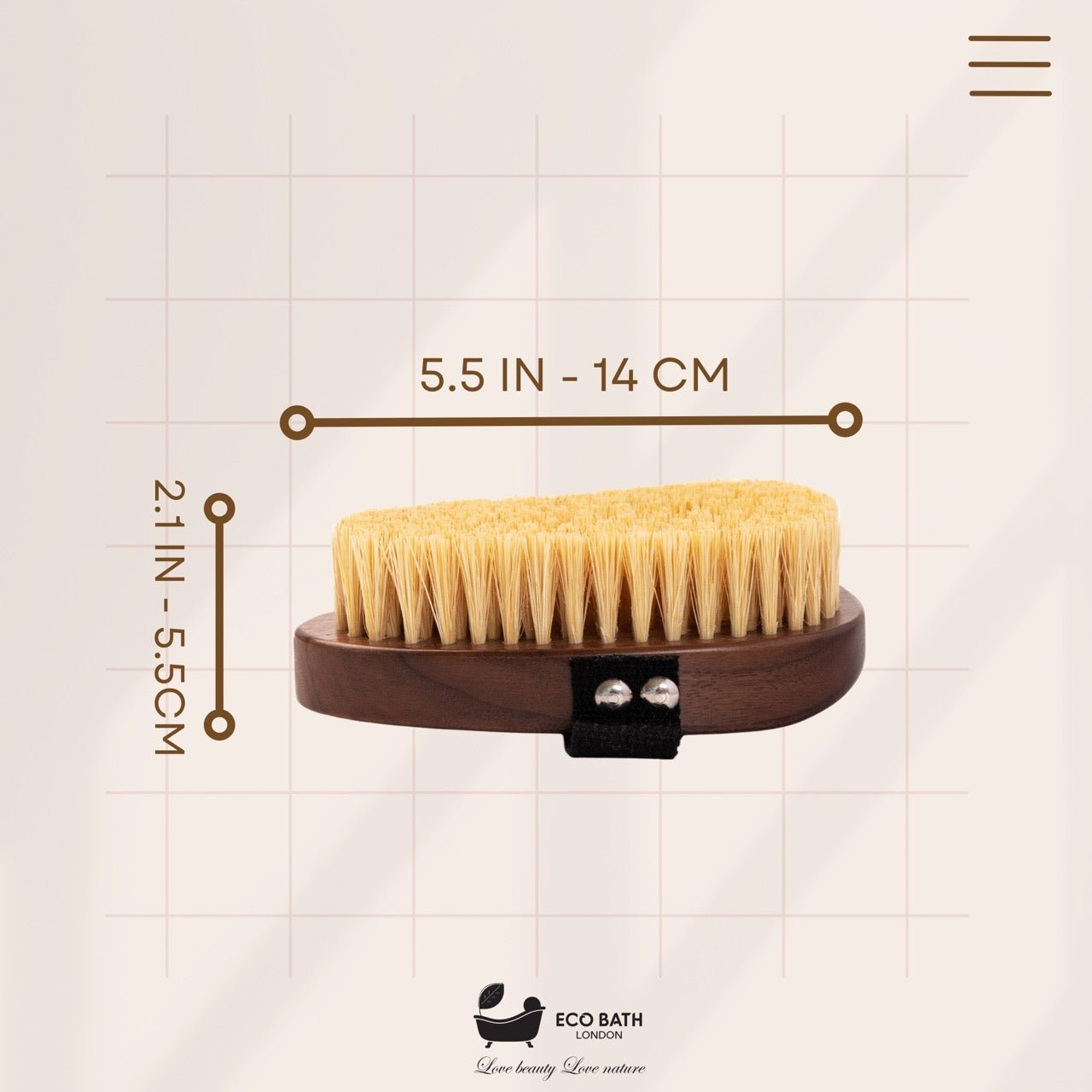 Eco Bath London Natural Sisal Walnut Hand Brush - Luxury Hand Brush for Dry Brushing - REGN