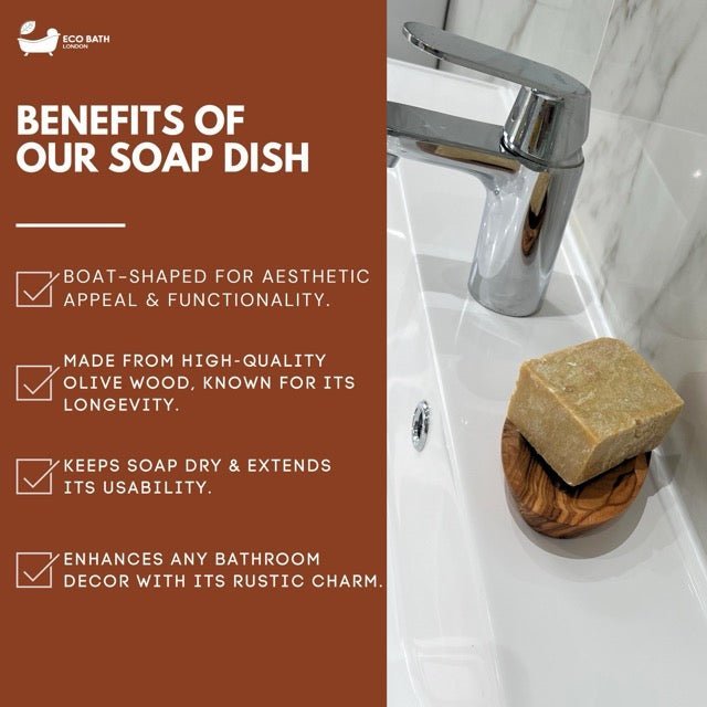 Eco Bath London Olive Wood Boat Shape Soap Dish - REGN