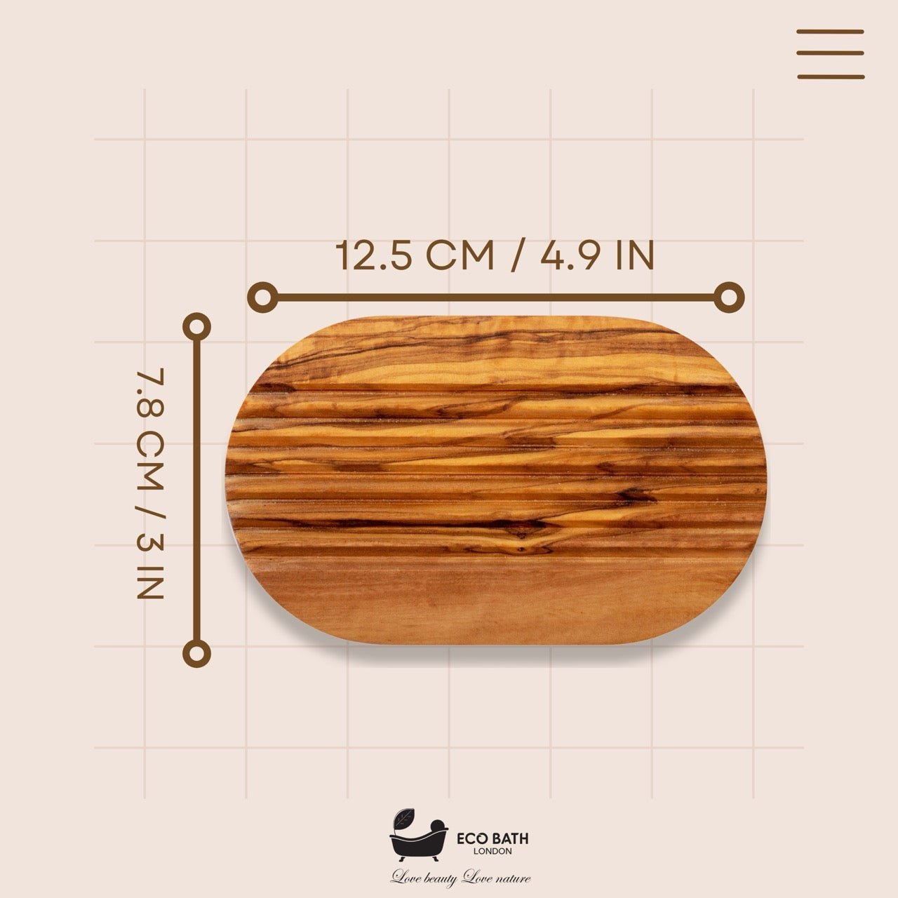 Eco Bath London Olive Wood Ridged Soap Dish - REGN