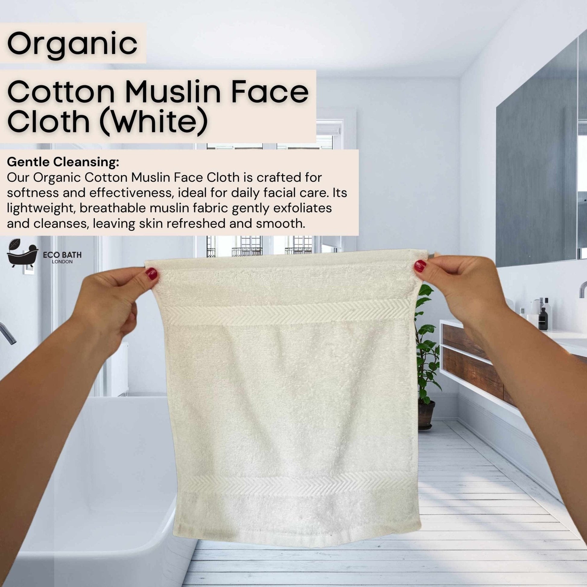 Eco Bath London Organic Cotton Face Flannels 30x30cm - REGN