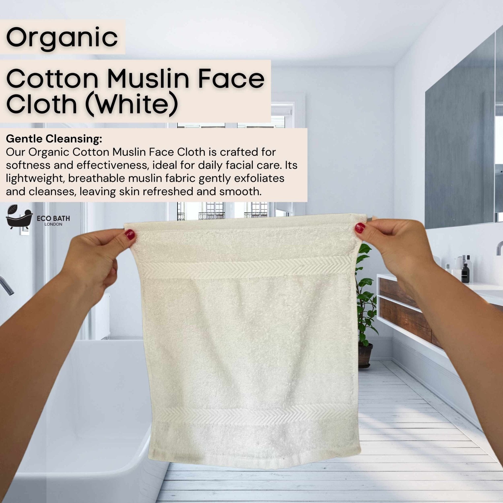 Eco Bath London Organic Cotton Face Flannels 30x30cm - REGN
