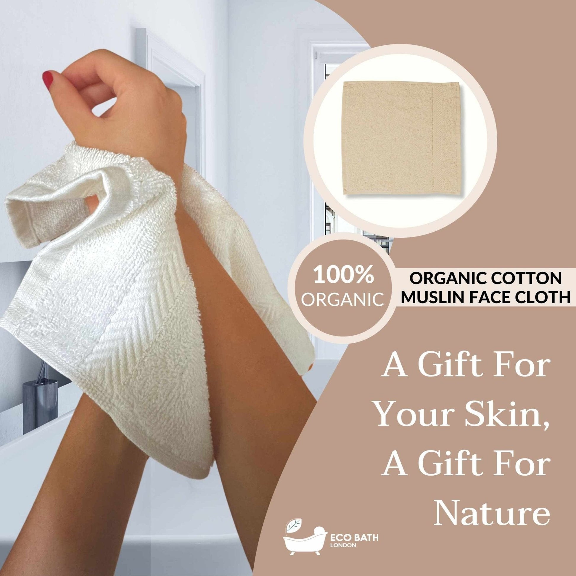 Eco Bath London Organic Cotton Face Flannels 30x30cm - REGN