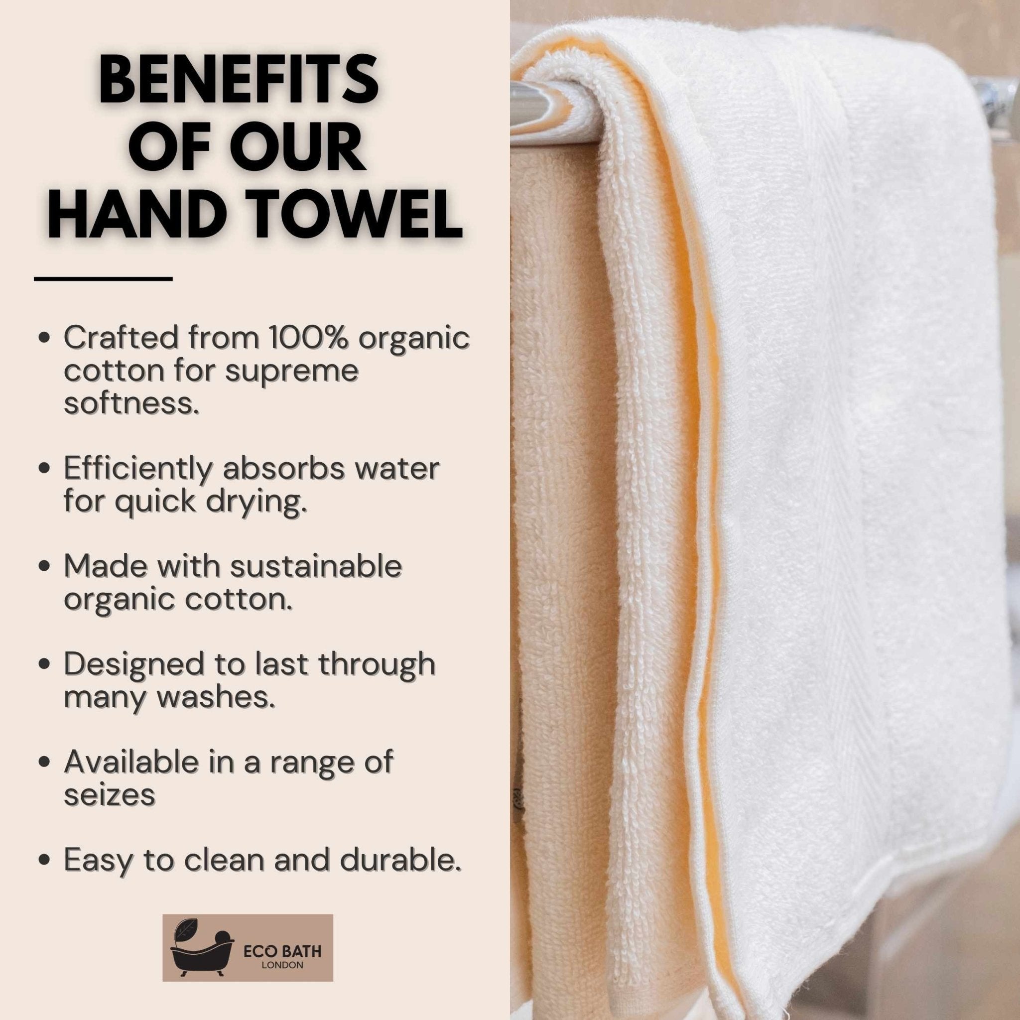 Eco Bath London Organic Cotton Hand Towel - 50x100cm - REGN