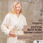 Eco Bath London Organic Cotton Shawl Collar Bath Robe - 100% Certified Organic Cotton - REGN