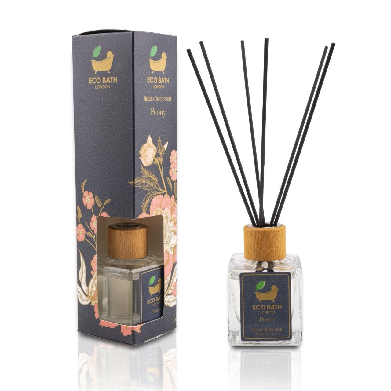 Eco Bath London Peony Reed Diffuser - Beautiful Bouquet of Peonies Fragrance, Intensive, Fresh & Long Lasting Room Diffuser, 100ml (3.38 Fl.Oz) - REGN