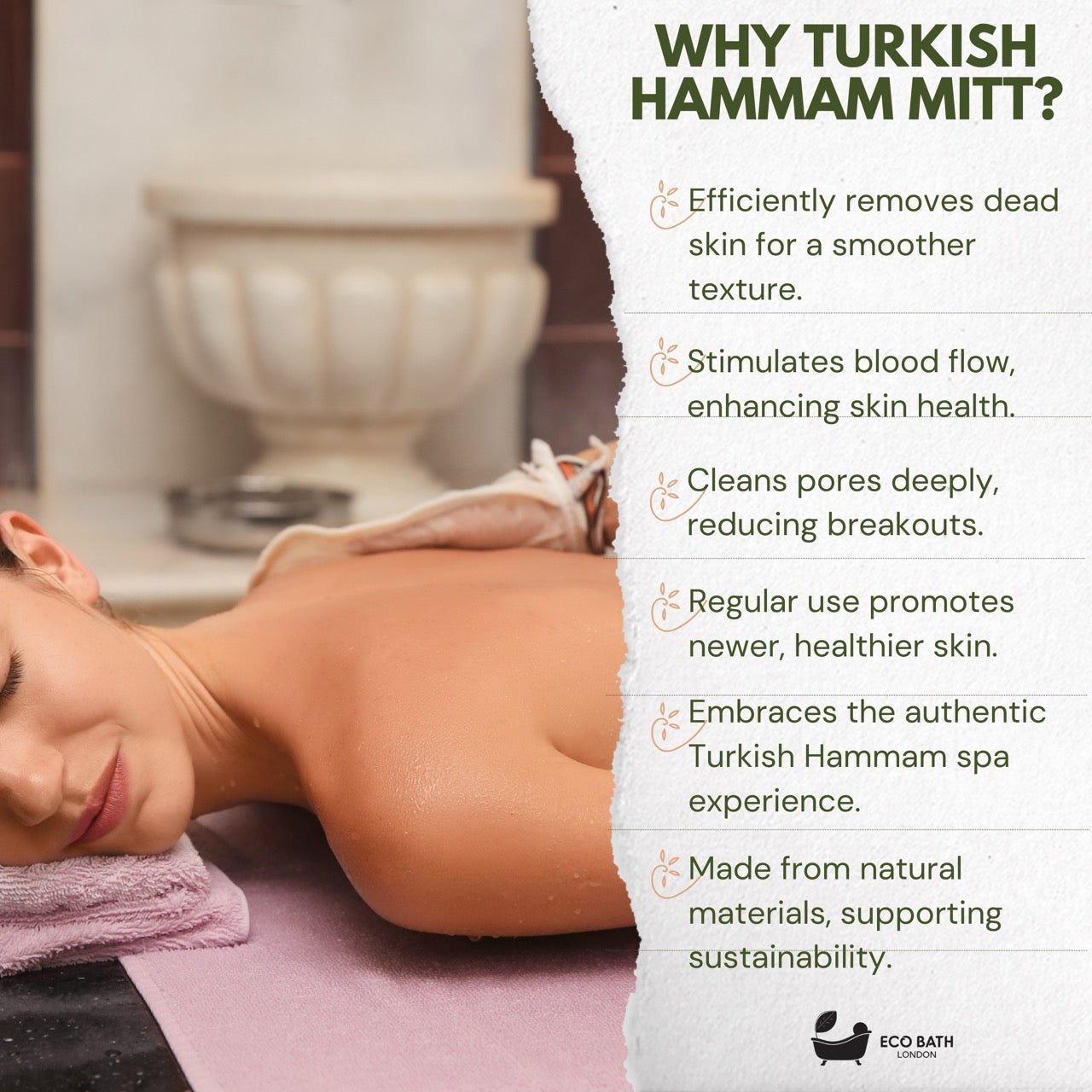 Eco Bath London Turkish Bath Mitt Fine Texture - Skin Exfoliating Glove - REGN