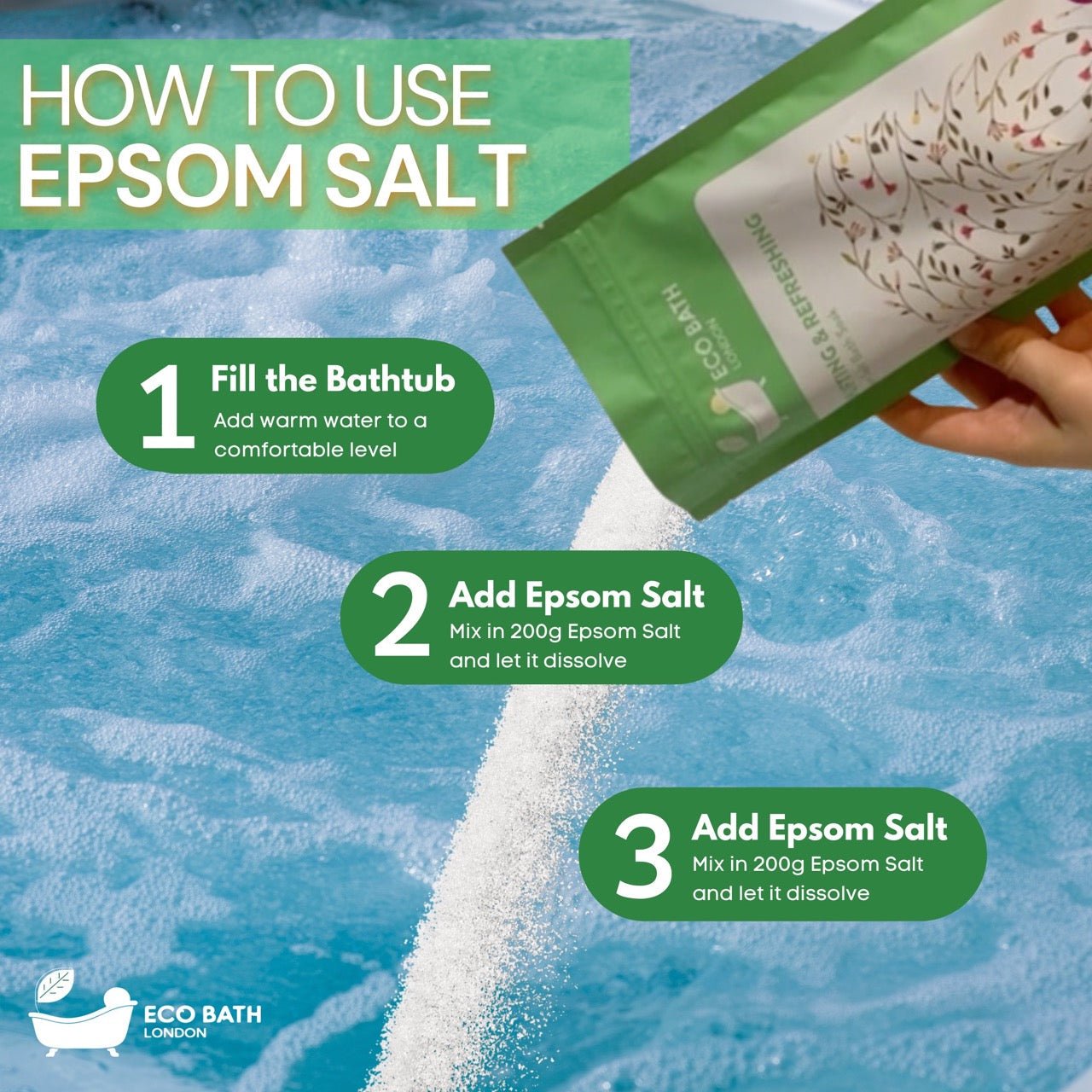 Eco Bath London Uplifting and Refreshing Epsom Salt Bath Soak Pouch | 500g & 1000g - REGN