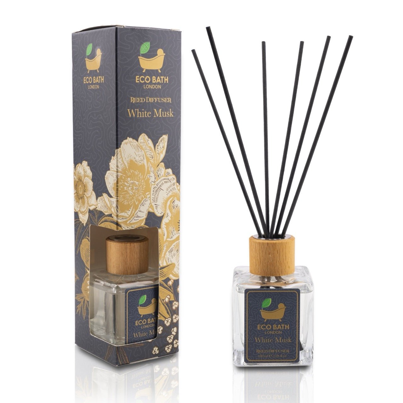 Eco Bath London White Musk Reed Diffuser - Fresh and Sweet Fruits Scented Room Diffuser with Lemon, Mandarin, Green Pear, and Bergamot, 100ml (3.38 Fl.Oz) - REGN