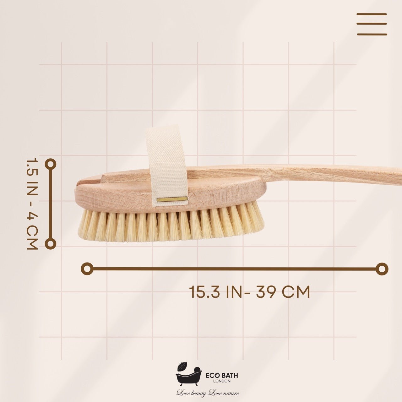 Eco Bath Natural Bristle Body Brush Detachable with Soft Bristles - REGN