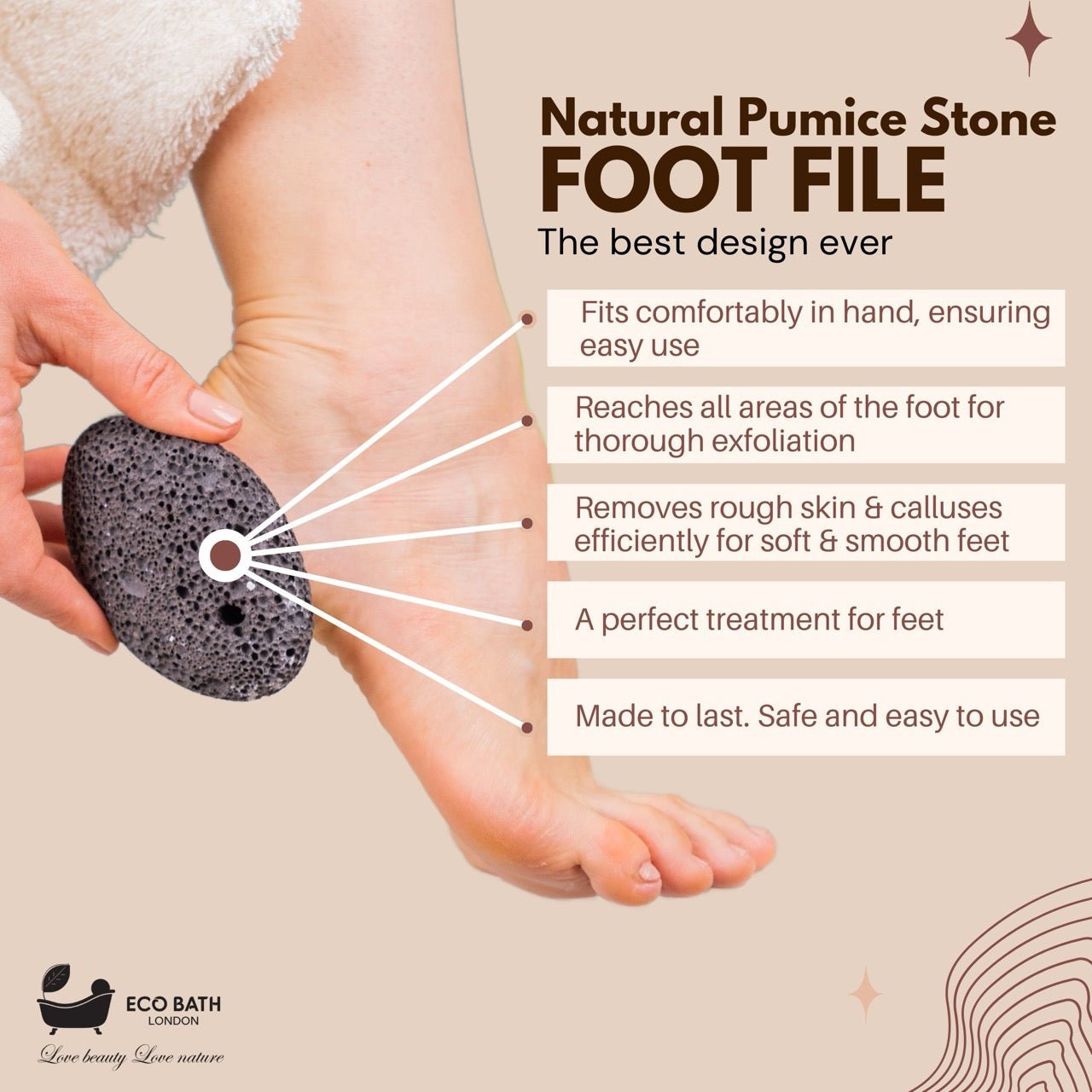 Eco Bath Natural Pumice Volcanic Stone (Smooth with Rope) - REGN