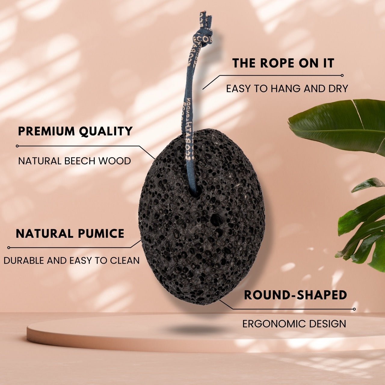 Eco Bath Natural Pumice Volcanic Stone (Smooth with Rope) - REGN