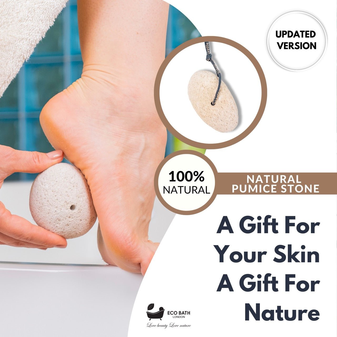 Eco Bath Natural Pumice Volcanic Stone (Smooth with Rope) - REGN