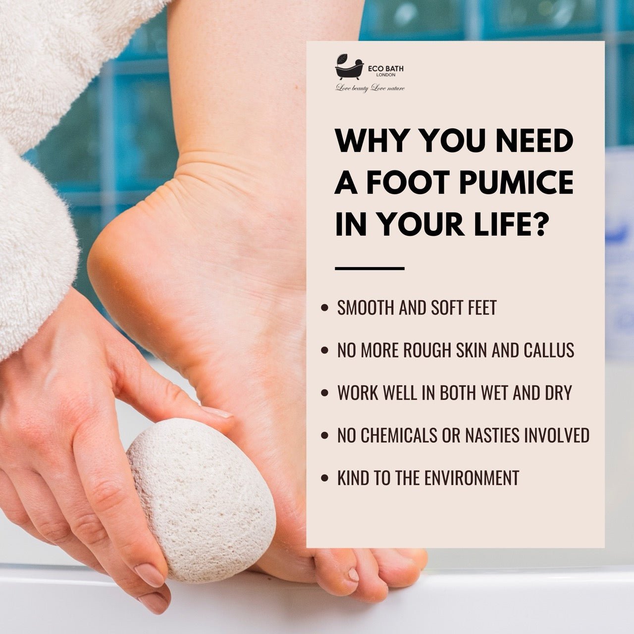 Eco Bath Natural Pumice Volcanic Stone (Smooth with Rope) - REGN