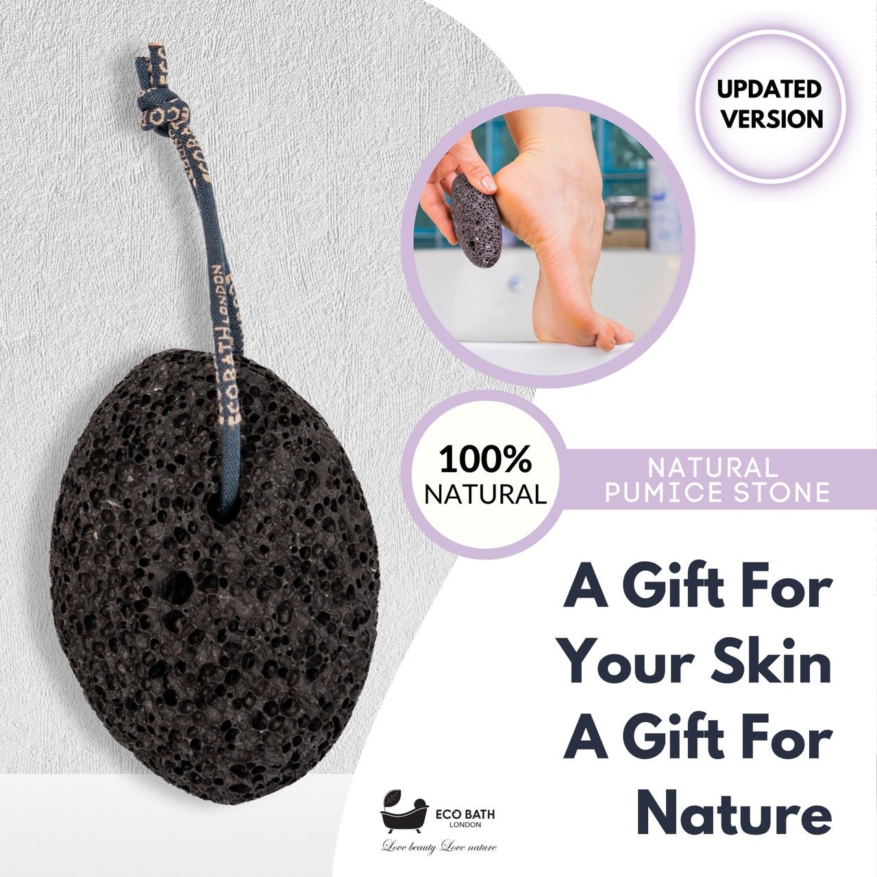 Eco Bath Natural Pumice Volcanic Stone (Smooth with Rope) - REGN