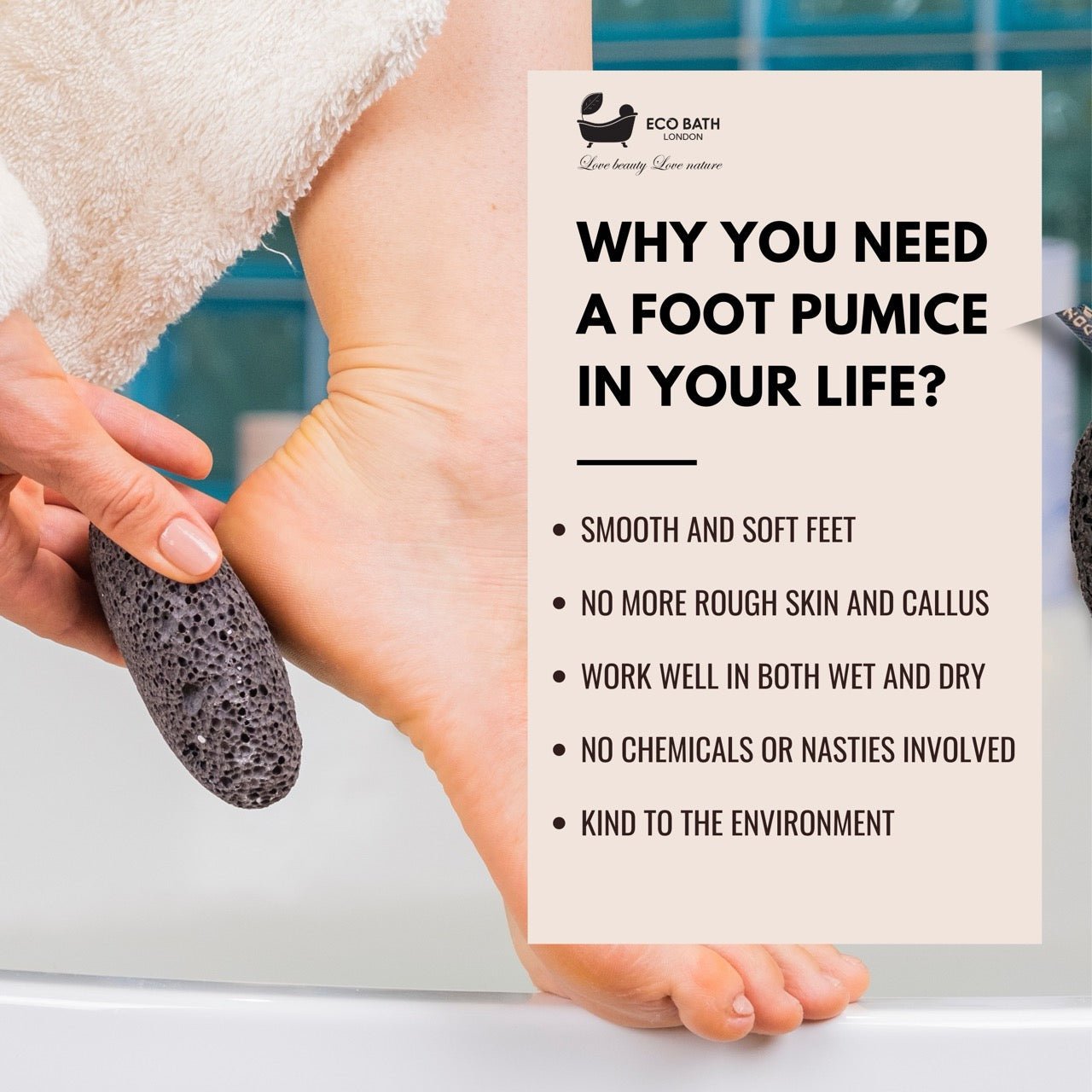Eco Bath Natural Pumice Volcanic Stone (Smooth with Rope) - REGN