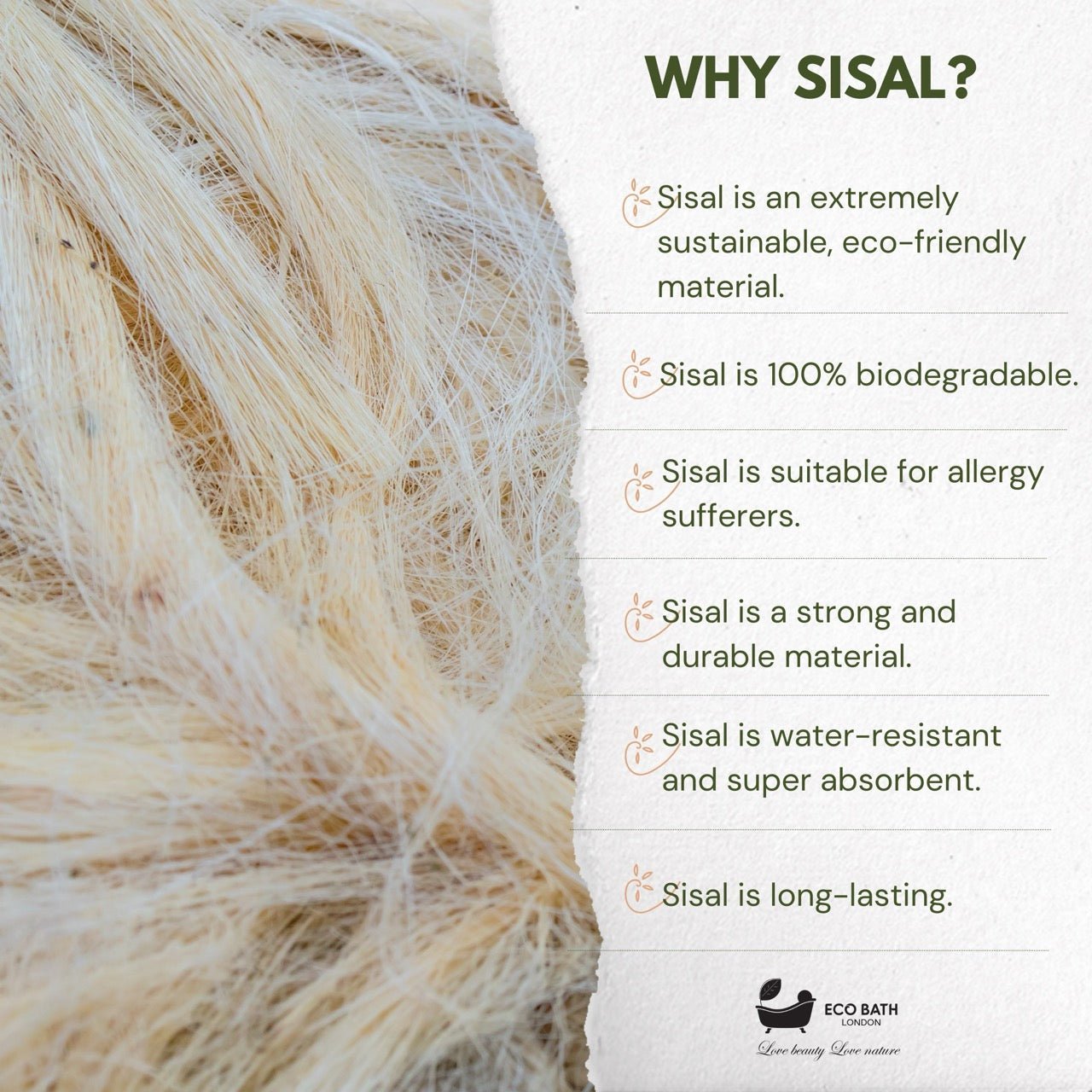 Eco Bath Natural Sisal Hemp Back Strap Black - REGN
