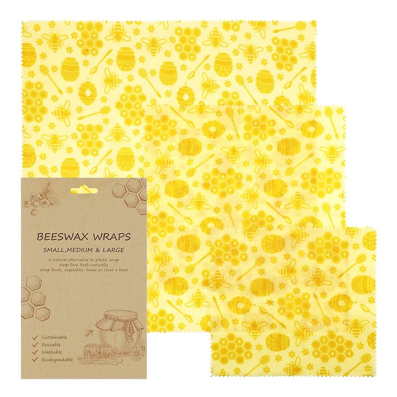 Eco Beeswax Food Wraps, Reusable Food Covers - Choice Of Designs - Pack Of 3 - REGN