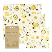 Eco Beeswax Food Wraps, Reusable Food Covers - Choice Of Designs - Pack Of 3 - REGN