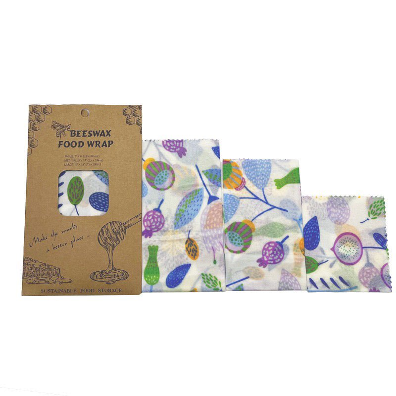 Eco Beeswax Food Wraps, Reusable Food Covers - Choice Of Designs - Pack Of 3 - REGN