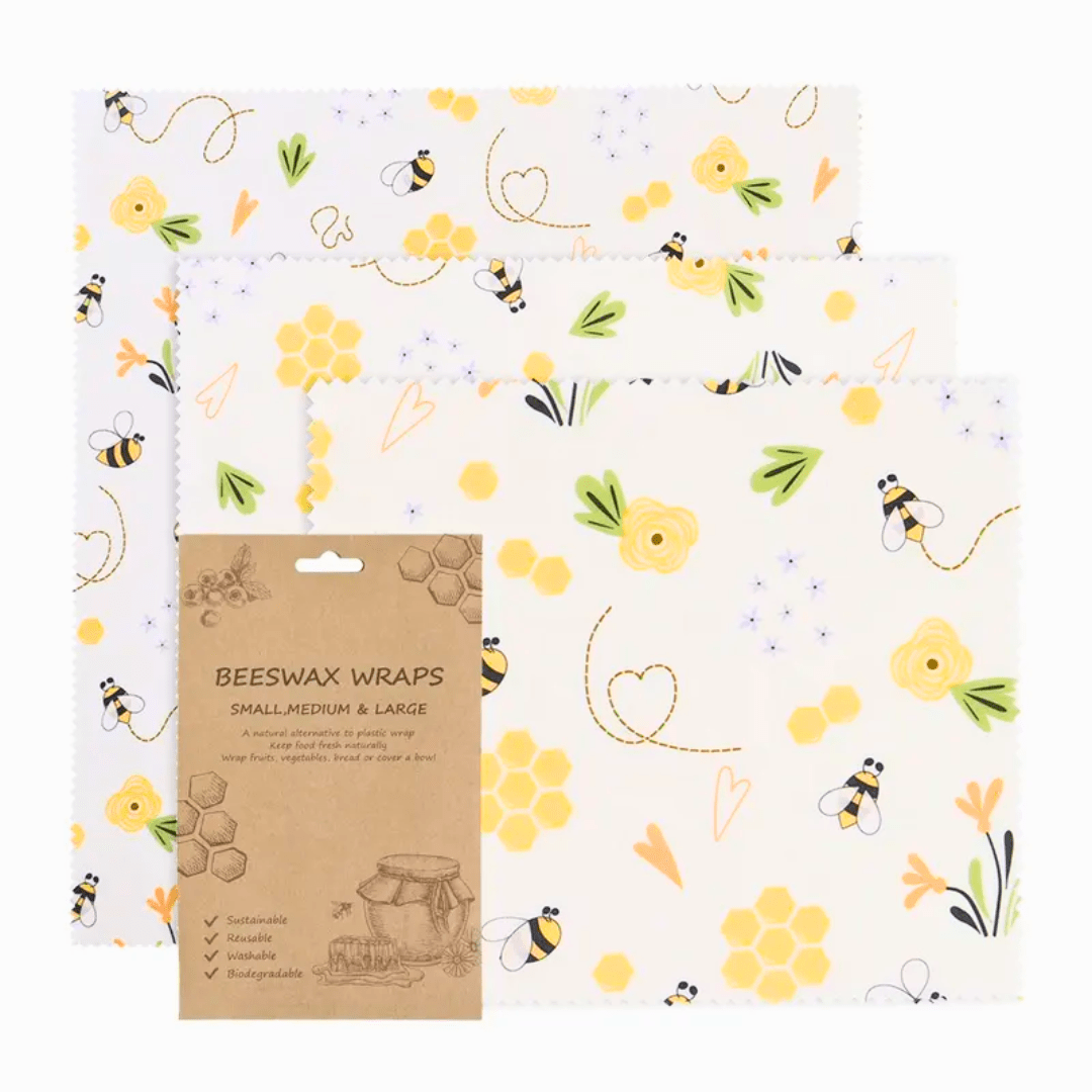 Eco Beeswax Food Wraps, Reusable Food Covers - Choice Of Designs - Pack Of 3 - REGN